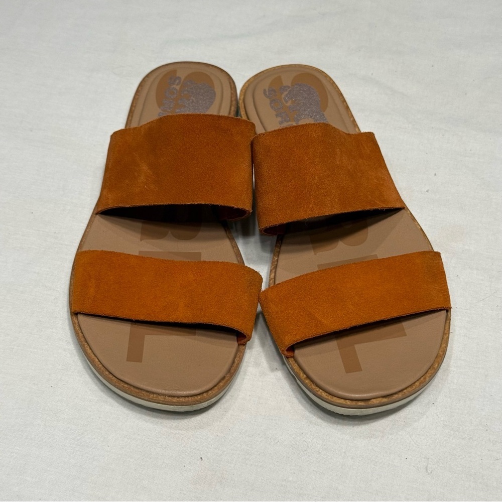 Sorel Roaming 2-Strap Slide Orange Suede Sandals NL4661-806 Womens 5